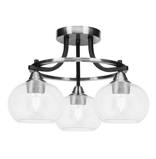 Toltec Lighting - 3417-MBBN-202 - Three Light Semi-Flush Mount - Paramount - Matte Black & Brushed Nickel