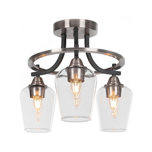 Toltec Lighting - 3417-MBBN-210 - Three Light Semi-Flush Mount - Paramount - Matte Black & Brushed Nickel