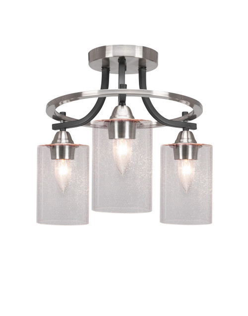 Toltec Lighting - 3417-MBBN-300 - Three Light Semi-Flush Mount - Paramount - Matte Black & Brushed Nickel