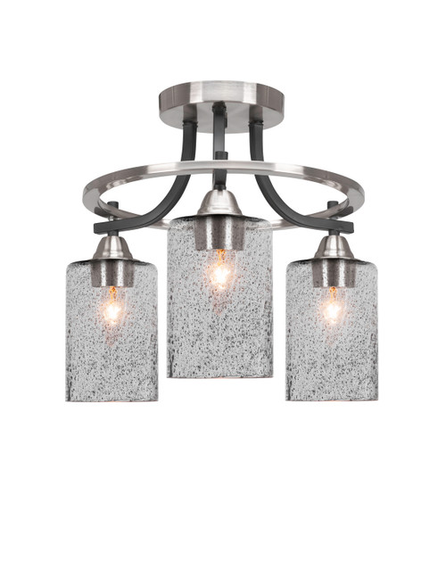 Toltec Lighting - 3417-MBBN-3002 - Three Light Semi-Flush Mount - Paramount - Matte Black & Brushed Nickel