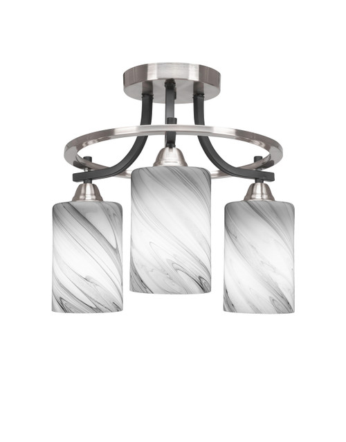 Toltec Lighting - 3417-MBBN-3009 - Three Light Semi-Flush Mount - Paramount - Matte Black & Brushed Nickel