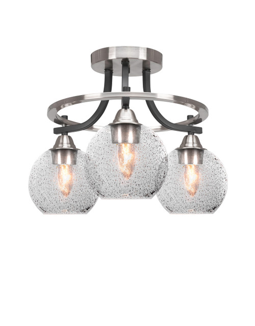 Toltec Lighting - 3417-MBBN-4102 - Three Light Semi-Flush Mount - Paramount - Matte Black & Brushed Nickel