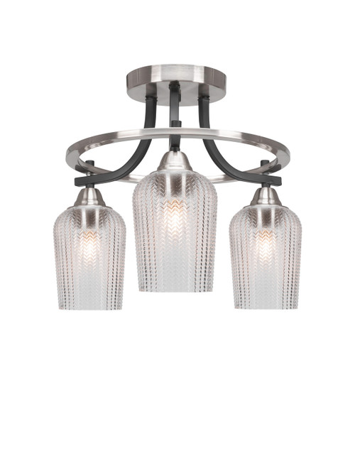 Toltec Lighting - 3417-MBBN-4250 - Three Light Semi-Flush Mount - Paramount - Matte Black & Brushed Nickel
