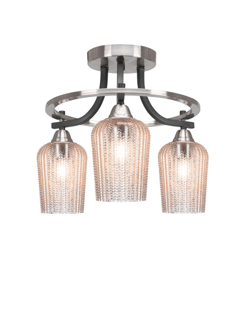 Toltec Lighting - 3417-MBBN-4253 - Three Light Semi-Flush Mount - Paramount - Matte Black & Brushed Nickel