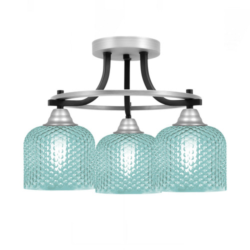 Toltec Lighting - 3417-MBBN-4615 - Three Light Semi-Flush Mount - Paramount - Matte Black & Brushed Nickel