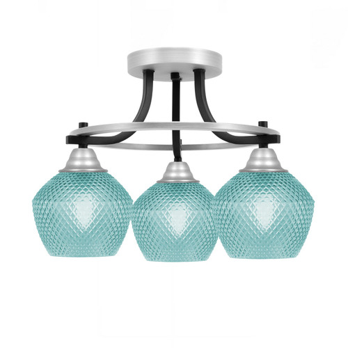 Toltec Lighting - 3417-MBBN-4625 - Three Light Semi-Flush Mount - Paramount - Matte Black & Brushed Nickel
