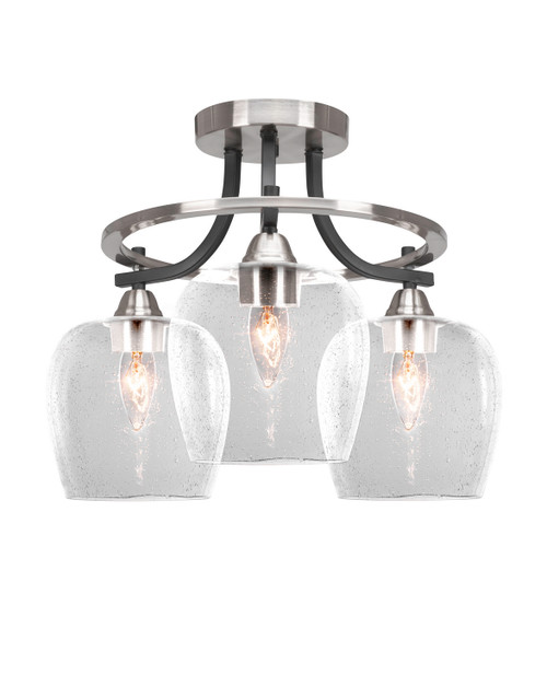 Toltec Lighting - 3417-MBBN-4810 - Three Light Semi-Flush Mount - Paramount - Matte Black & Brushed Nickel