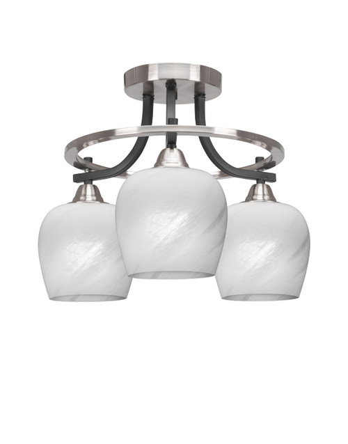 Toltec Lighting - 3417-MBBN-4811 - Three Light Semi-Flush Mount - Paramount - Matte Black & Brushed Nickel