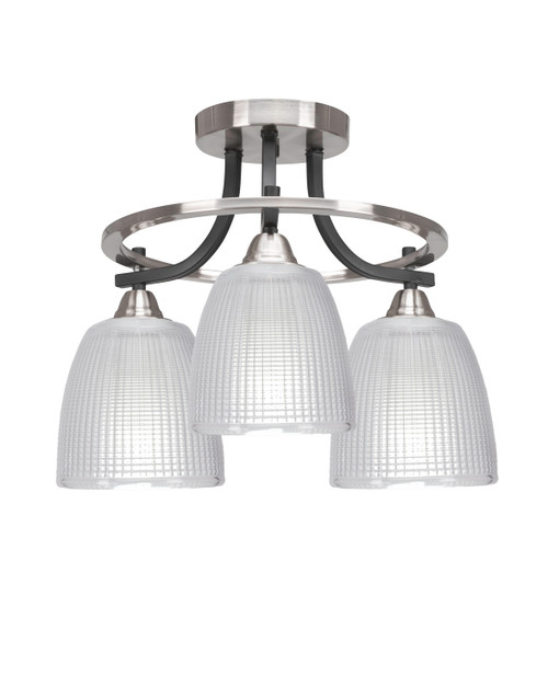 Toltec Lighting - 3417-MBBN-500 - Three Light Semi-Flush Mount - Paramount - Matte Black & Brushed Nickel