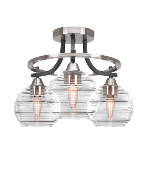 Toltec Lighting - 3417-MBBN-5110 - Three Light Semi-Flush Mount - Paramount - Matte Black & Brushed Nickel