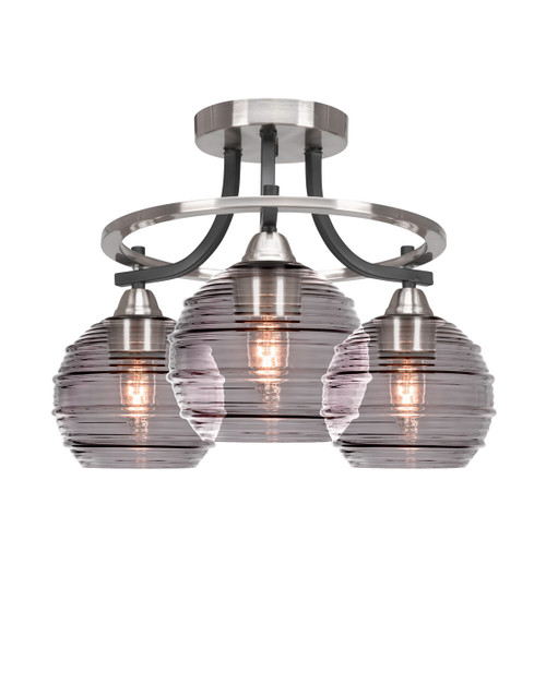 Toltec Lighting - 3417-MBBN-5112 - Three Light Semi-Flush Mount - Paramount - Matte Black & Brushed Nickel
