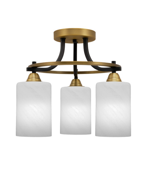 Toltec Lighting - 3417-MBBR-3001 - Three Light Semi-Flush Mount - Paramount - Matte Black & Brass