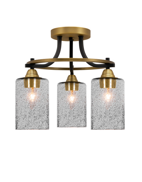 Toltec Lighting - 3417-MBBR-3002 - Three Light Semi-Flush Mount - Paramount - Matte Black & Brass