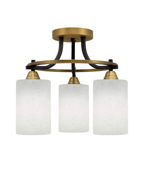 Toltec Lighting - 3417-MBBR-310 - Three Light Semi-Flush Mount - Paramount - Matte Black & Brass