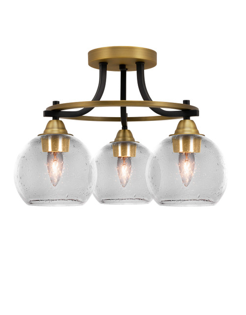 Toltec Lighting - 3417-MBBR-4100 - Three Light Semi-Flush Mount - Paramount - Matte Black & Brass