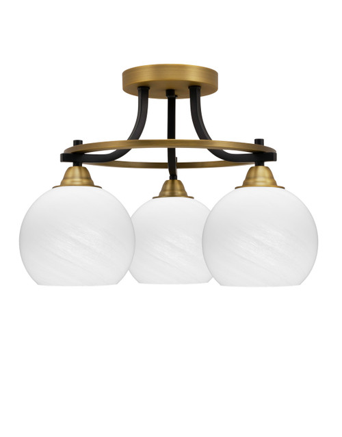 Toltec Lighting - 3417-MBBR-4101 - Three Light Semi-Flush Mount - Paramount - Matte Black & Brass