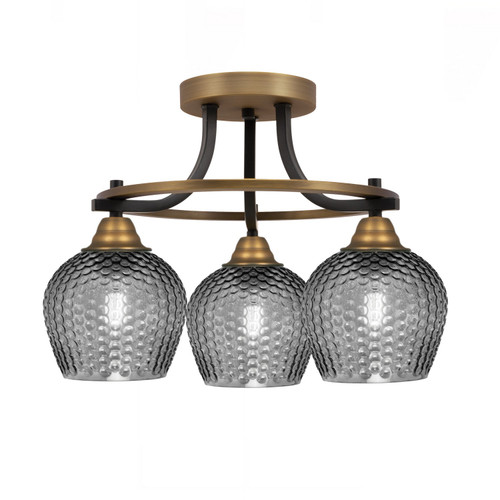 Toltec Lighting - 3417-MBBR-4602 - Three Light Semi-Flush Mount - Paramount - Matte Black & Brass