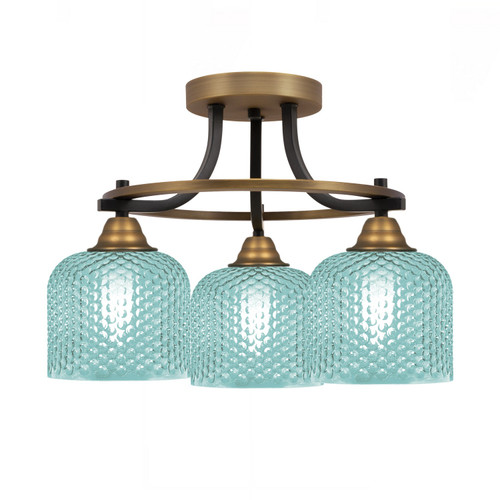 Toltec Lighting - 3417-MBBR-4615 - Three Light Semi-Flush Mount - Paramount - Matte Black & Brass