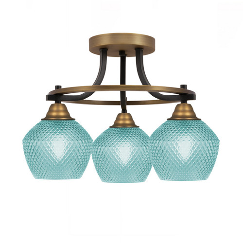 Toltec Lighting - 3417-MBBR-4625 - Three Light Semi-Flush Mount - Paramount - Matte Black & Brass