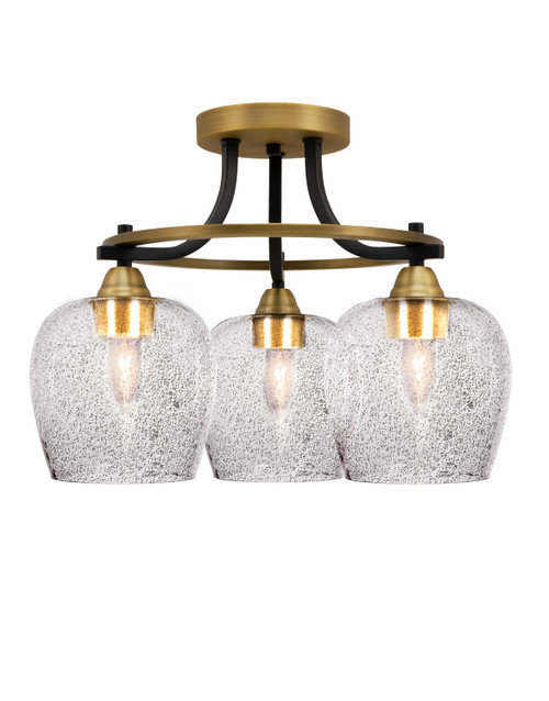 Toltec Lighting - 3417-MBBR-4812 - Three Light Semi-Flush Mount - Paramount - Matte Black & Brass