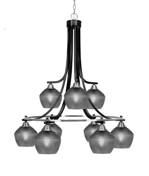 Toltec Lighting - 3419-MBBN-4622 - Nine Light Chandelier - Paramount - Matte Black & Brushed Nickel
