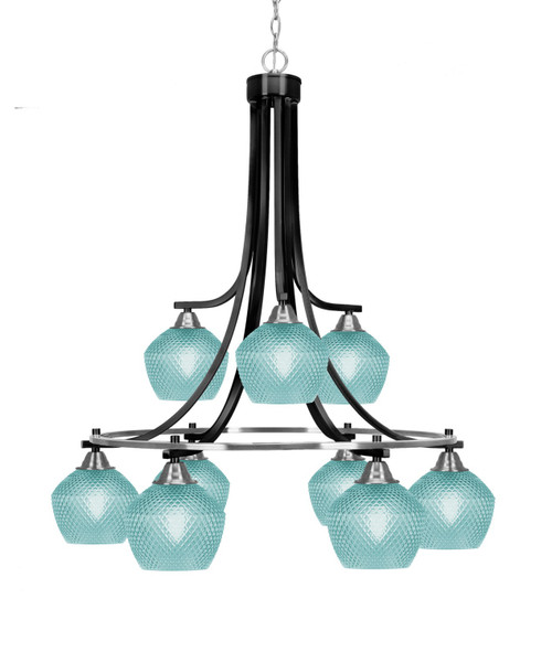 Toltec Lighting - 3419-MBBN-4625 - Nine Light Chandelier - Paramount - Matte Black & Brushed Nickel