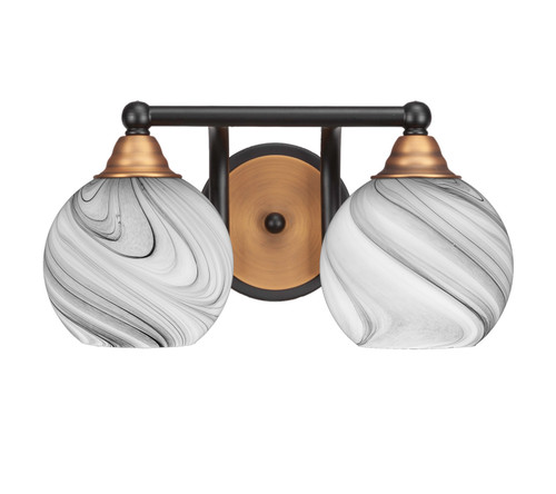 Toltec Lighting - 3422-MBBR-4109 - Two Light Bath Bar - Paramount - Matte Black & Brass