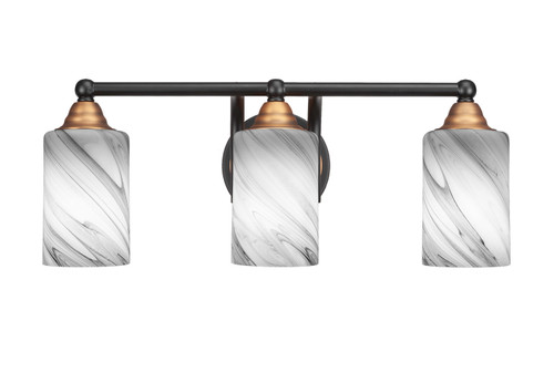 Toltec Lighting - 3423-MBBR-3009 - Three Light Bath Bar - Paramount - Matte Black & Brass