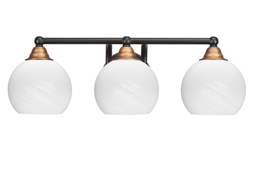 Toltec Lighting - 3423-MBBR-4101 - Three Light Bath Bar - Paramount - Matte Black & Brass