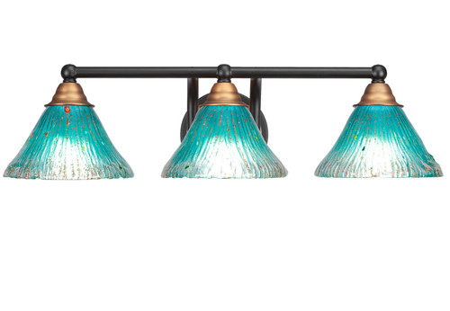 Toltec Lighting - 3423-MBBR-458 - Three Light Bath Bar - Paramount - Matte Black & Brass