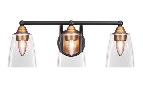 Toltec Lighting - 3423-MBBR-461 - Three Light Bath Bar - Paramount - Matte Black & Brass