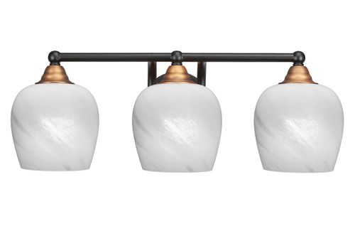Toltec Lighting - 3423-MBBR-4811 - Three Light Bath Bar - Paramount - Matte Black & Brass