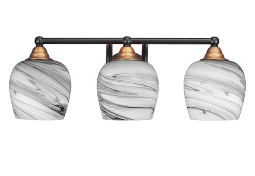 Toltec Lighting - 3423-MBBR-4819 - Three Light Bath Bar - Paramount - Matte Black & Brass