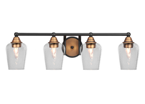 Toltec Lighting - 3424-MBBR-210 - Four Light Bath Bar - Paramount - Matte Black & Brass