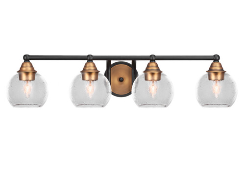 Toltec Lighting - 3424-MBBR-4100 - Four Light Bath Bar - Paramount - Matte Black & Brass