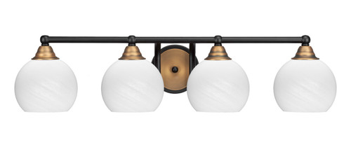 Toltec Lighting - 3424-MBBR-4101 - Four Light Bath Bar - Paramount - Matte Black & Brass
