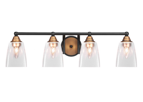 Toltec Lighting - 3424-MBBR-461 - Four Light Bath Bar - Paramount - Matte Black & Brass