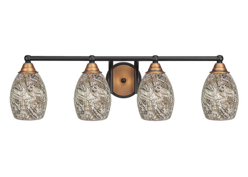 Toltec Lighting - 3424-MBBR-5054 - Four Light Bath Bar - Paramount - Matte Black & Brass