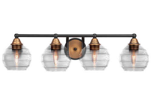 Toltec Lighting - 3424-MBBR-5110 - Four Light Bath Bar - Paramount - Matte Black & Brass