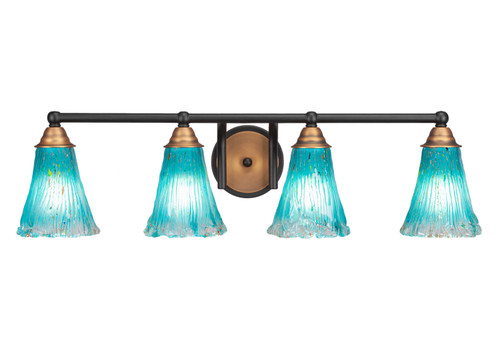 Toltec Lighting - 3424-MBBR-725 - Four Light Bath Bar - Paramount - Matte Black & Brass
