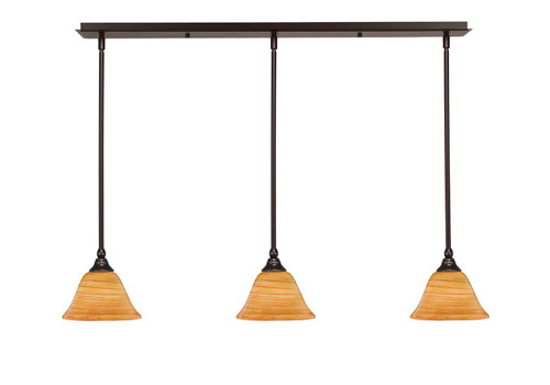 Toltec Lighting - 36-DG-454 - Three Light Linear Pendalier - Any - Dark Granite