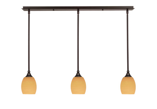 Toltec Lighting - 36-DG-625 - Three Light Linear Pendalier - Any - Dark Granite