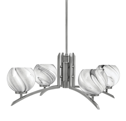 Toltec Lighting - 3704-GP-4109 - Four Light Chandelier - Kurve - Graphite
