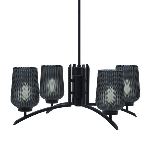 Toltec Lighting - 3704-MB-4252 - Four Light Chandelier - Kurve - Matte Black