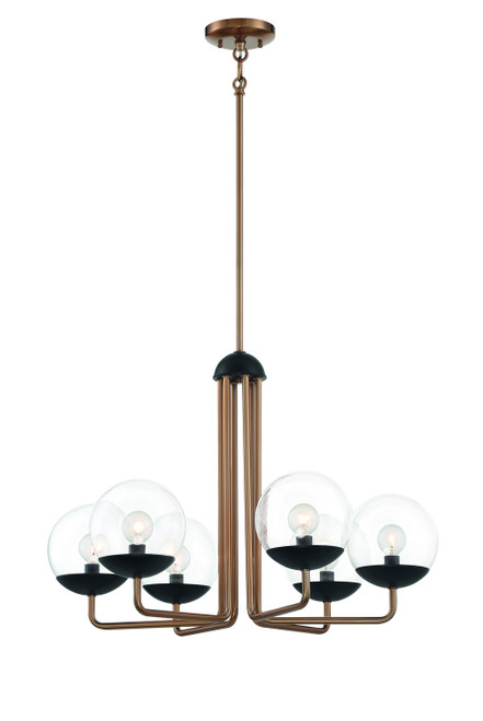 George Kovacs - P1505-416 - Six Light Chandelier - Outer Limits - Painted Bronze With Natural Brushed Brass
