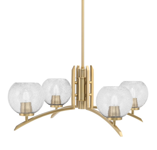 Toltec Lighting - 3704-NAB-4102 - Four Light Chandelier - Kurve - New Age Brass