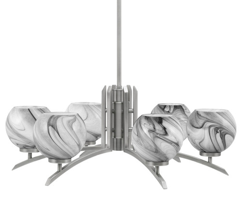 Toltec Lighting - 3706-GP-4109 - Six Light Chandelier - Kurve - Graphite