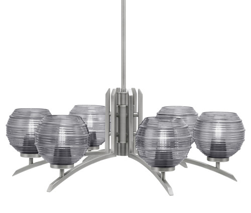 Toltec Lighting - 3706-GP-5112 - Six Light Chandelier - Kurve - Graphite
