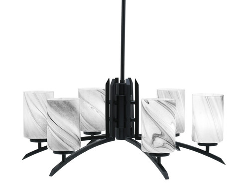 Toltec Lighting - 3706-MB-3009 - Six Light Chandelier - Kurve - Matte Black