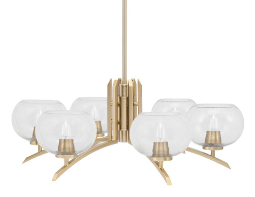 Toltec Lighting - 3706-NAB-202 - Six Light Chandelier - Kurve - New Age Brass